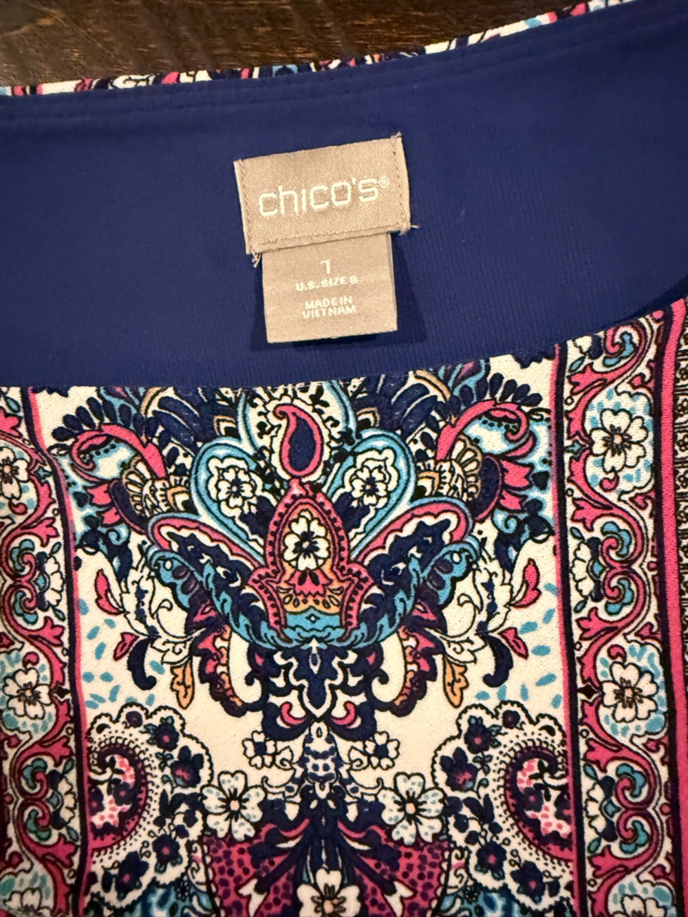 Chico’s Medallion Paisley Tie Sleeve Shift Dress Size 1 (M) - Picture 3 of 15